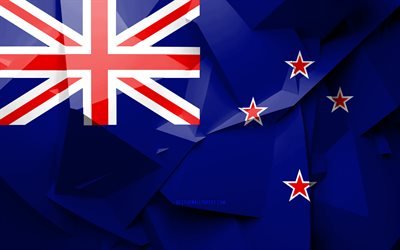 4k, flagge von neuseeland, geometrische kunst, ozeanien l&#228;nder, new zealand flag, kreativ, neuseeland, ozeanien, neuseeland 3d fahne-die nationalen symbole