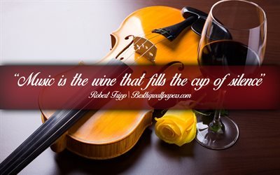 الموسيقى هو النبيذ الذي يملأ كوب من الصمت, روبرت Fripp, كتبت النص, ونقلت عن الموسيقى, روبرت Fripp يقتبس, الإلهام, الموسيقى الخلفية