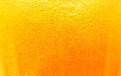 birra texture, macro, bevande texture, con una birra in vetro, sfondo giallo, birra, sfondi, birra chiara