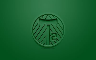 Portland Timbers 2, creative logo 3D, LSU, fond vert, 3d, embl&#232;me de l&#39;Am&#233;rique du club de football, de la Ligue des &#201;tats-unis, Portland, Oregonn, etats-unis, art 3d, le football, l&#39;&#233;l&#233;gant logo 3d