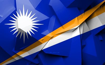 4k, Flag of Marshall Islands, geometric art, Oceanian countries, Marshall Islands flag, creative, Marshall Islands, Oceania, Marshall Islands 3D flag, national symbols