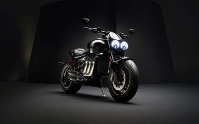 Triumph Rocket 3 TFC, 2019, O mais poderoso Triunfo moto, motocicleta preto, Triunfo