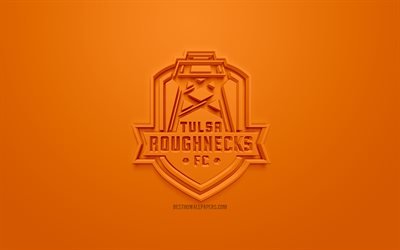 Tulsa R&#229;skinnen FC, kreativa 3D-logotyp, orange bakgrund, 3d-emblem, Amerikansk football club, Usa League, Tulsa, Oklahoma, USA, 3d-konst, fotboll, 3d-logotyp