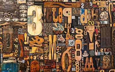 3D letters texture, macro, creative textures, wooden letters, letters textures