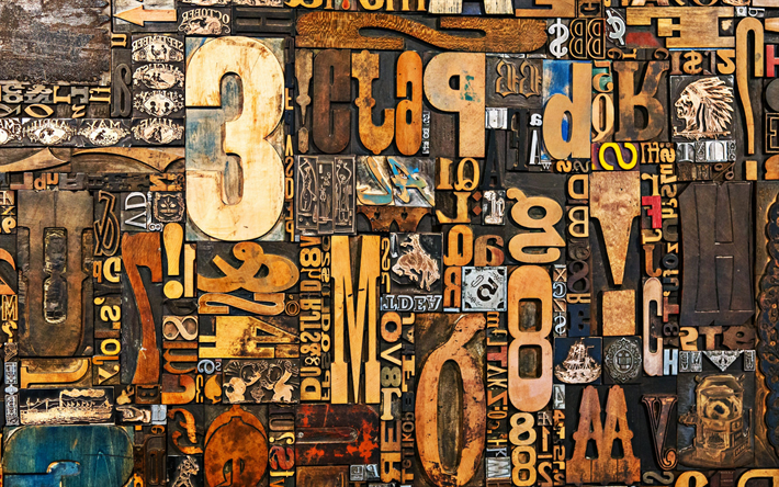 3D lettere texture, macro, trame creative, di legno, le lettere, le lettere di texture
