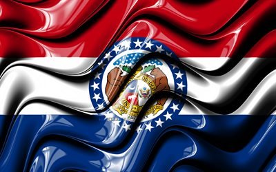 Missouri bandera, 4k, Estados unidos de Am&#233;rica, los distritos administrativos, la Bandera de Missouri, arte 3D, Missouri, los estados americanos, Missouri 3D de la bandera, estados UNIDOS, Am&#233;rica del Norte