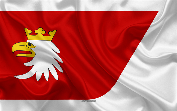 Bandiera della Varmia-Masuria, bandiera di seta, di seta, texture, Polonia, Varmia-Masuria, Voivodati della Polonia, provincia di Polonia