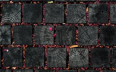 black square logs, 4k, wooden logs texture, black wooden background, wooden textures, black backgrounds