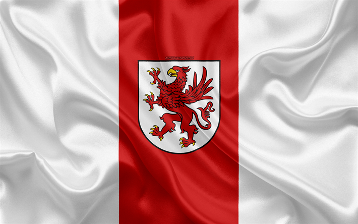 Lipun L&#228;nsi-Pommerin Voivodikunta, silkki lippu, silkki tekstuuri, Puola, L&#228;nsi-Pommerin Voivodikunta, Voivodeships Puola, maakunnassa Puola