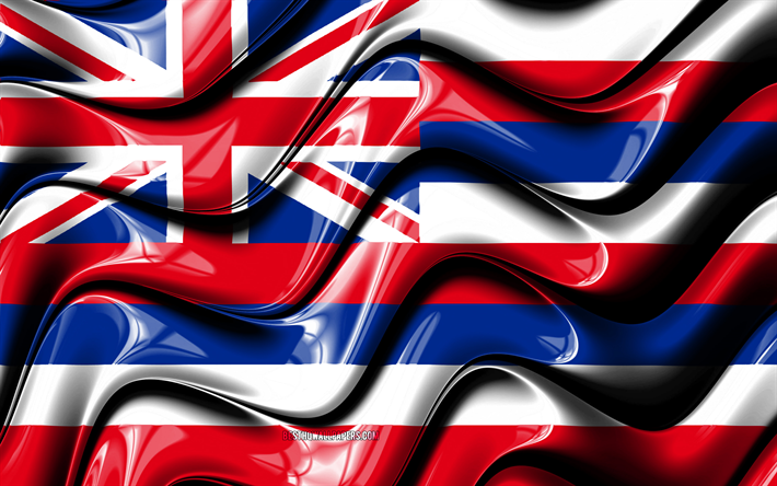 Hawaii flag, 4k, United States of America, administrative districts, Flag of Hawaii, 3D art, Hawaii, american states, Hawaii 3D flag, USA, North America