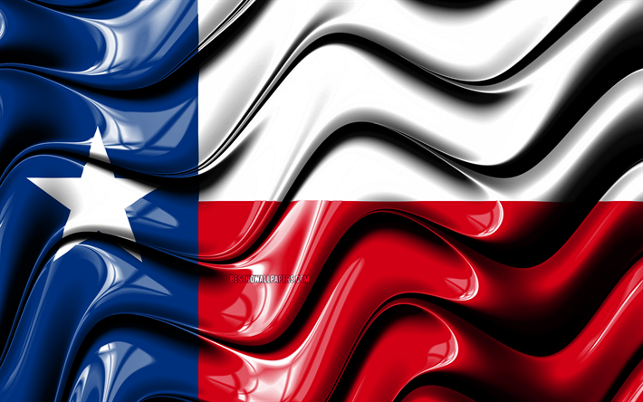 Teksas bayrağını, 4k, Amerika Birleşik Devletleri, il&#231;elere, Teksas Bayrağı, 3D sanat, Texas, Texas 3D bayrak, ABD, Kuzey Amerika