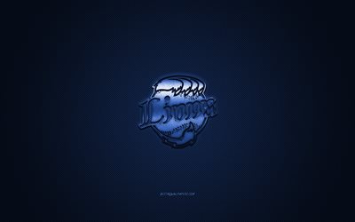 Seibu Lions, creative 3D logo, NPB, blue background, 3d emblem, Japanese baseball team, Nippon Professional Baseball, Tokyo, Japan, 3d art, baseball, Seibu Lions 3d logo