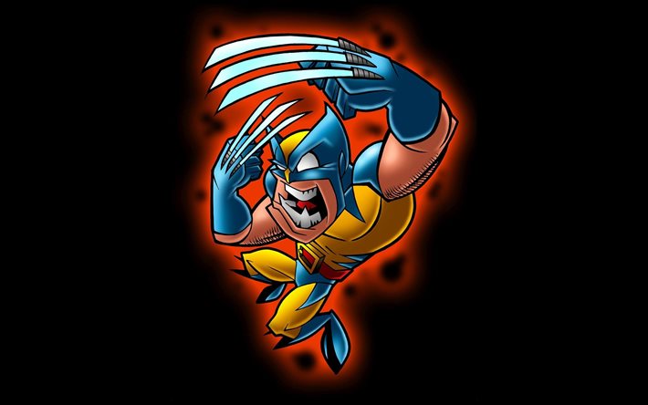 Wolverine, 4k, super-h&#233;ros, minimal, Logan, fonds noirs, Marvel Comics, James Howlett, Minimalisme Wolverine, Angry Wolverine