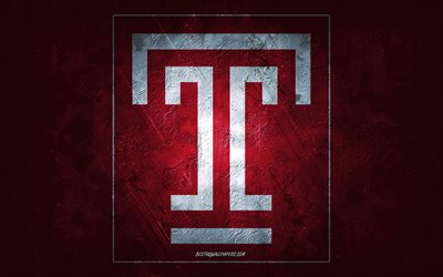Temple Owls, American football team, r&#246;d bakgrund, Temple Owls logo, grunge art, NCAA, American football, Temple Owls emblem