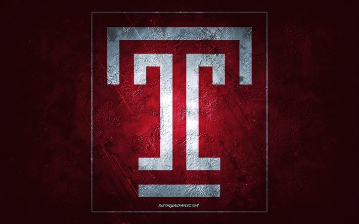 Temple Owls, time de futebol americano, fundo vermelho, logotipo do Temple Owls, arte grunge, NCAA, futebol americano, emblema do Temple Owls