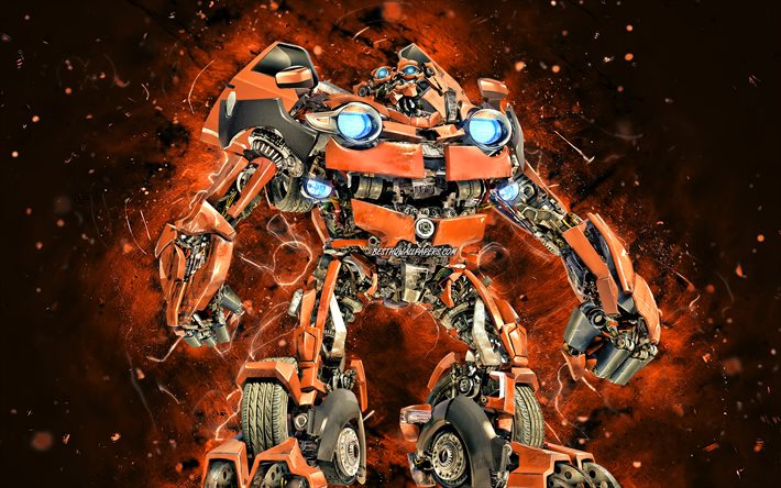 Mudflap, 4k, luzes de n&#233;on laranja, Transformers, criativo, Autobot, Mudflap Transformer, Mudflap 4K, Chevrolet Trax Transformer