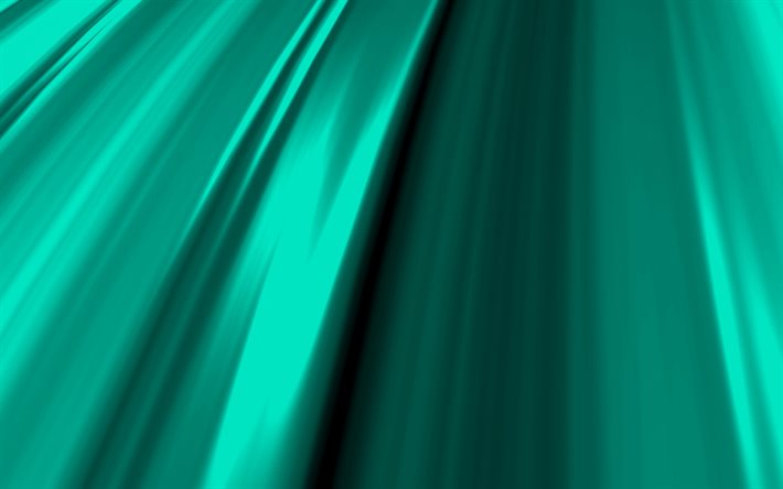 turquoise 3D waves, 4K, wavy patterns, turquoise abstract waves, turquoise wavy backgrounds, 3D waves, background with waves, turquoise backgrounds, waves textures