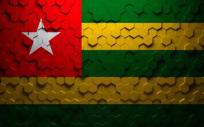 Bandeira do Togo, arte do Honeycomb, bandeira dos hex&#225;gonos do Togo, Togo, arte dos hex&#225;gonos zd, bandeira do Togo