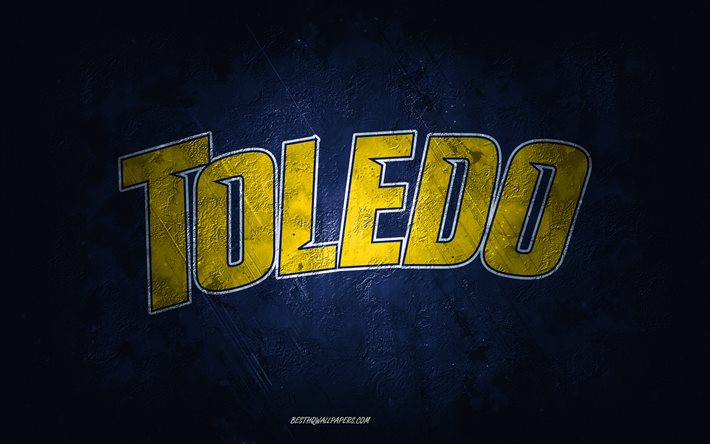 Toledo Rockets, time de futebol americano, fundo azul, logotipo do Toledo Rockets, arte do grunge, NCAA, futebol americano, emblema do Toledo Rockets