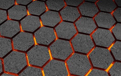 black hexagons, 4k, 3D textures, stone textures, black hexagons background, hexagons patterns, hexagons textures, black backgrounds, honeycomb, hexagons, background with hexagons