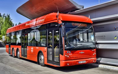 Van Hool newA330 Hydrogen Fuel Cell Bus, 4k, passenger transport, 2020 buses, EU-spec, 2020 Van Hool newA330, passenger bus, Van Hool, HDR