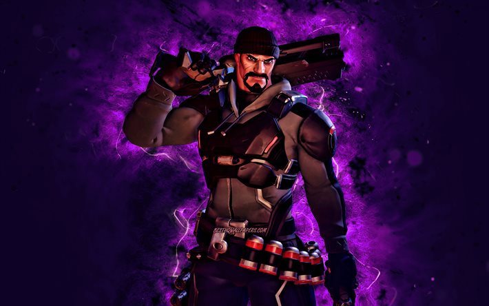 Reaper, 4k, luzes de n&#233;on violeta, Overwatch, criativos, personagens de Overwatch, Reaper Overwatch