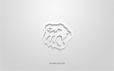Tracteur Tcheliabinsk, logo 3D cr&#233;atif, fond blanc, KHL, embl&#232;me 3d, club de hockey russe, Ligue continentale de hockey, Tcheliabinsk, Russie, art 3d, hockey, logo 3d tracteur Tcheliabinsk