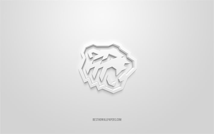 Tractor Chelyabinsk, logotipo 3D criativo, fundo branco, KHL, emblema 3D, clube de h&#243;quei russo, Kontinental Hockey League, Chelyabinsk, R&#250;ssia, arte 3D, h&#243;quei, logotipo 3D do Tractor Chelyabinsk