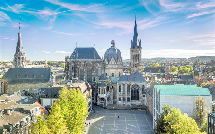 Download Wallpapers Aachen Cathedral 4k Old Streets Cityscapes