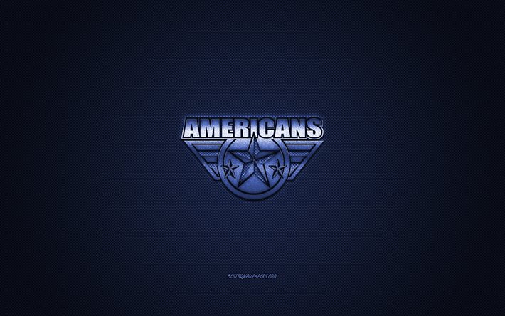 Tri-City Americans, American ice hockey team, WHL, blue logo, blue carbon fiber background, Western Hockey League, ice hockey, Washington, USA, anada, Tri-City Americans logo