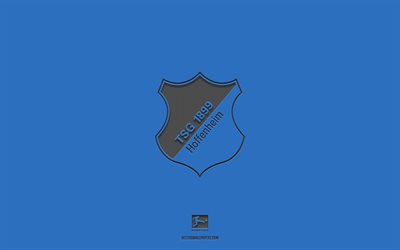 TSG 1899 Hoffenheim, blue background, German football team, TSG 1899 Hoffenheim emblem, Bundesliga, Germany, football, TSG 1899 Hoffenheim logo