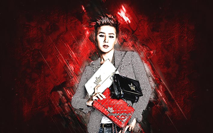 G-Dragon, South Korean singer, Big Bang, G-Dragon art, Kwon Ji-yong, red stone background, YG Family