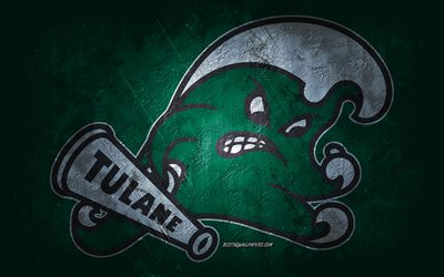 Tulane Green Wave, American football team, green background, Tulane Green Wave logo, grunge art, NCAA, American football, Tulane Green Wave emblem