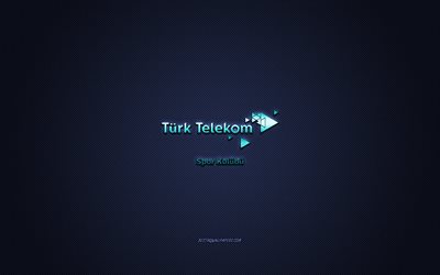Turk Telekom BK, Turkish basketball club, turquoise logo, blue carbon fiber background, Basketbol Super Ligi, basketball, Ankara, Turkey, Turk Telekom BK logo