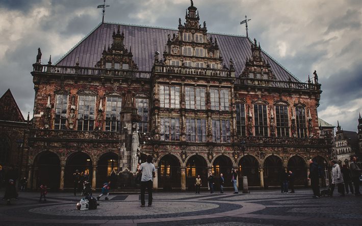 Bremen Town Hall, old streets, cityscapes, Bremen, german cities, Europe, Germany, Cities of Germany, Bremen Germany