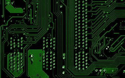 green circuit board texture, 4k, green circuit digital texture, circuit board, green technology background, green circuit board