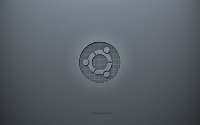 Ubuntu logotyp, gr&#229; kreativ bakgrund, Ubuntu emblem, gr&#229; pappersstruktur, Ubuntu, gr&#229; bakgrund, Ubuntu 3d-logotyp