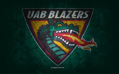 UAB Blazers, American football team, green background, UAB Blazers logo, grunge art, NCAA, American football, UAB Blazers emblem