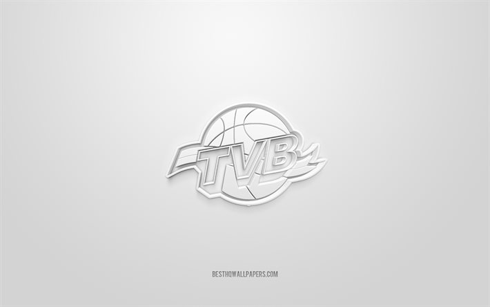 Universo Treviso Basket, yaratıcı 3D logo, beyaz arka plan, LBA, 3d amblem, İtalyan basketbol kul&#252;b&#252;, Lega Basket Serie A, Treviso, İtalya, 3d sanat, basketbol, Universo Treviso Basket 3d logosu