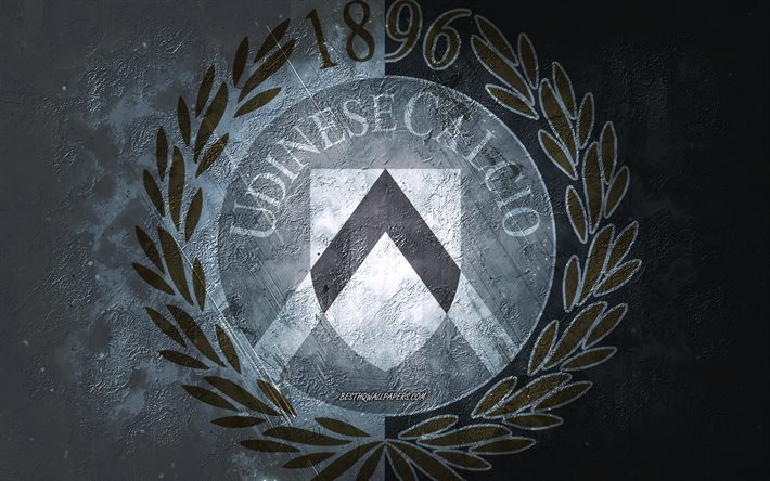 Udinese Calcio, Italian football team, white background, Udinese Calcio logo, grunge art, Serie A, football, Italy, Udinese Calcio emblem