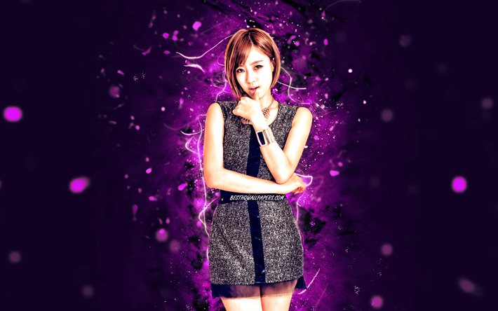 Download Eunjung, 4k, K-pop, South Korean singer, Elsie, violet neon lights, Hahm Eun-jung, South Korean celebrity, Eunjung 4K for desktop Pictures for desktop free