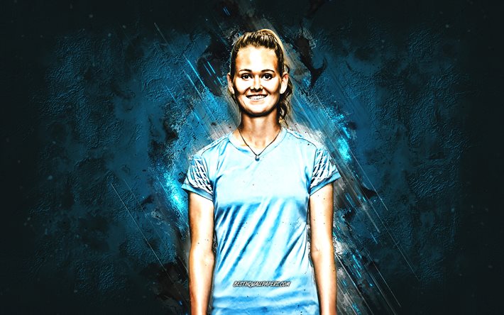 Marie Bouzkova, WTA, tšekkil&#228;inen tennispelaaja, sininen kivitausta, Marie Bouzkova taide, tennis