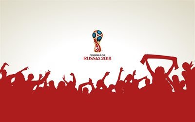 FIFA Coupe du Monde 2018, les fans, Russie 2018, la FIFA Coupe du Monde Russie 2018, le soccer, FIFA, football, logo, minimal, Coupe du Monde de Football 2018, cr&#233;atif