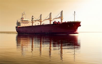 tanker, f&#246;r transport av olja, transport-fartyg, sunset, havet, leverans, lastfartyg