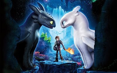 How to Train Your Dragon Piilotettu Maailma, 4k, 2019 elokuva, DreamWorks Animation
