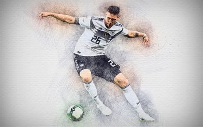 4k, Niklas Sule, Saksan jalkapallon joukkue, kuvitus, Sule, jalkapallo, jalkapalloilijat, piirustus Niklas Sule, Saksan Maajoukkueen