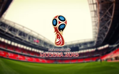 Coppa del Mondo FIFA 2018, la Russia 2018, logo, stemma, Coppa del Mondo di calcio, promo, Luzhniki
