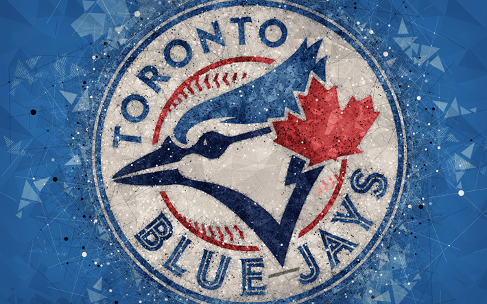 toronto blue jays, 4k, kunst, logo, kanadische baseball-club, geometrische kunst, blau, abstrakt, hintergrund, american league, mlb, toronto, kanada, usa, baseball, major league baseball