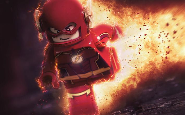 Flash, 4k, les super-h&#233;ros, 3d, animation, LEGO