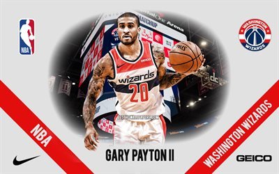 Gary Payton II, Washington Wizards, American Basketball Player, NBA, portrait, USA, basketball, Capital One Arena, Washington Wizards logo, Gary Dwayne Payton II